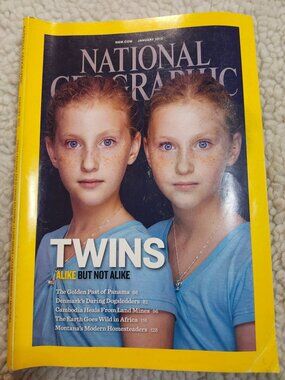 National Geographic Magazine January 2012 Twins Cover Yellow Border Collectible